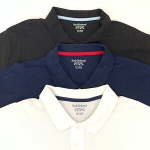 Lot of 3 Saddlebred Comfort Flex Mens Shirts XXL 2 Button Close White Blue Black
